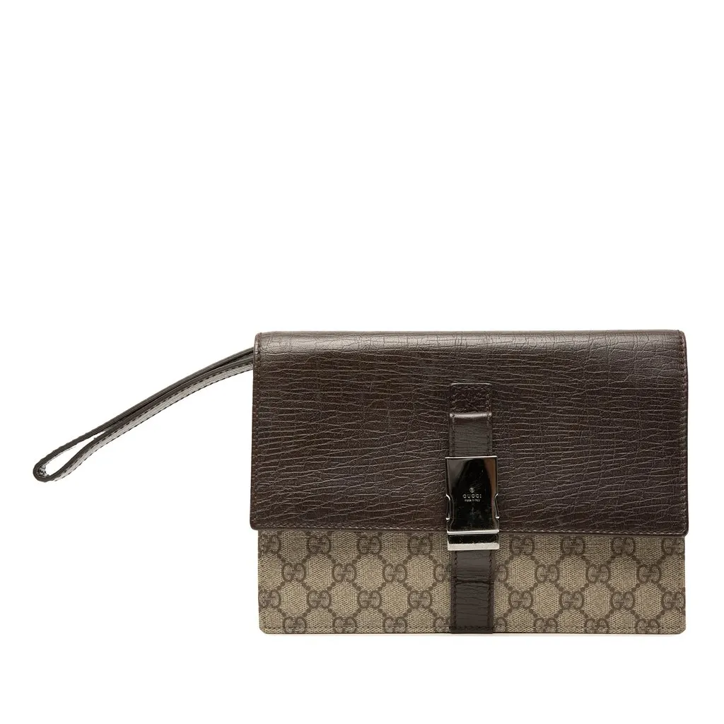 Gucci GG Supreme Clutch Beige Very good - Front View