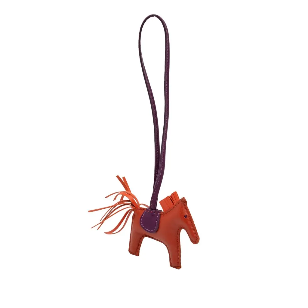 Hermès Milo Lambskin Grigri Rodeo Bag Charm PM Orange Leather Very good - Back View