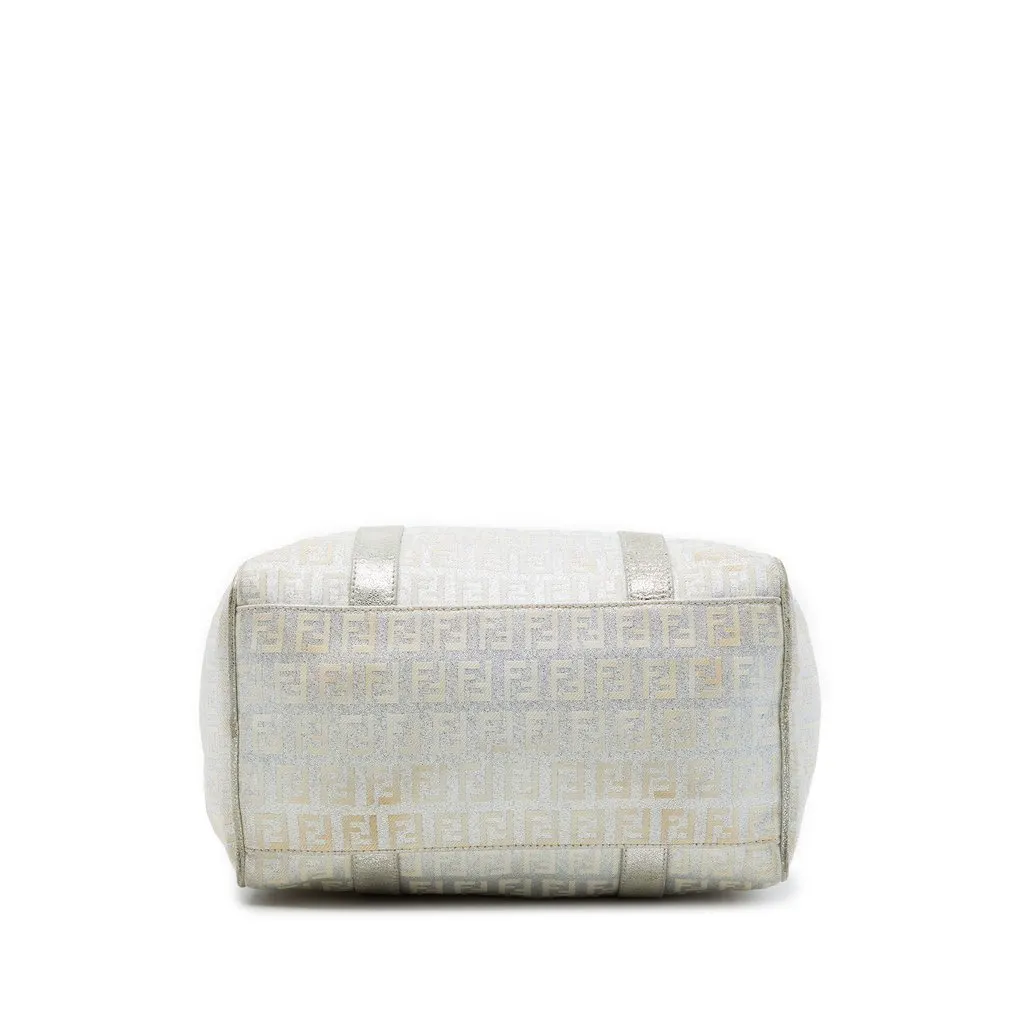 Fendi Small Zucchino Metallic Canvas Forever Bauletto Boston Bag Silver Canvas Very good - Inside View