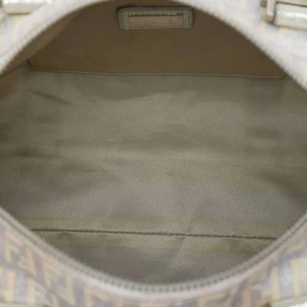 Fendi Small Zucchino Metallic Canvas Forever Bauletto Boston Bag Silver Canvas Very good - Model View