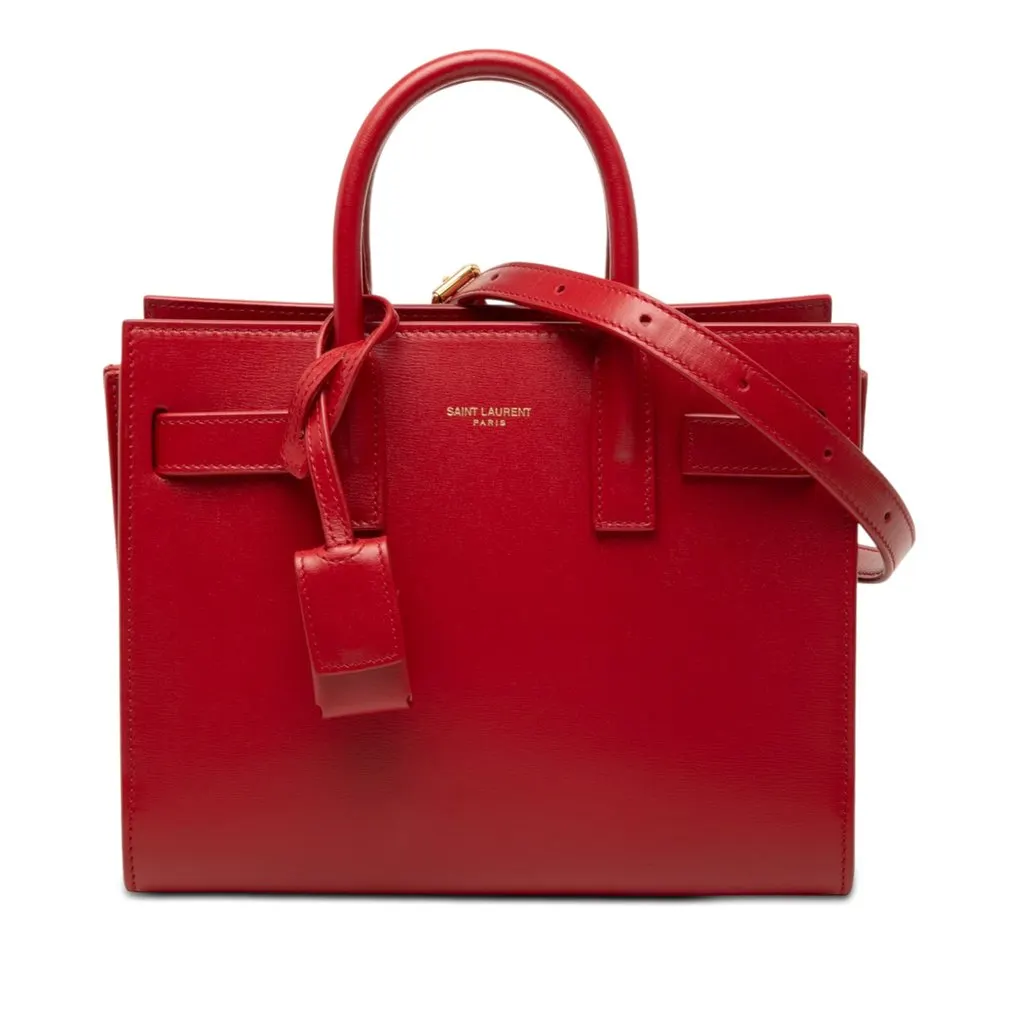 Saint Laurent Nano Leather Sac De Jour Satchel Red Leather Very good - Front View