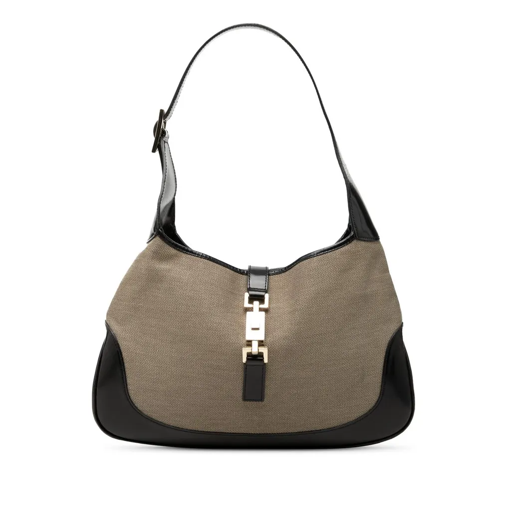 Gucci Canvas Jackie Shoulder Bag Brown Very good - Front View