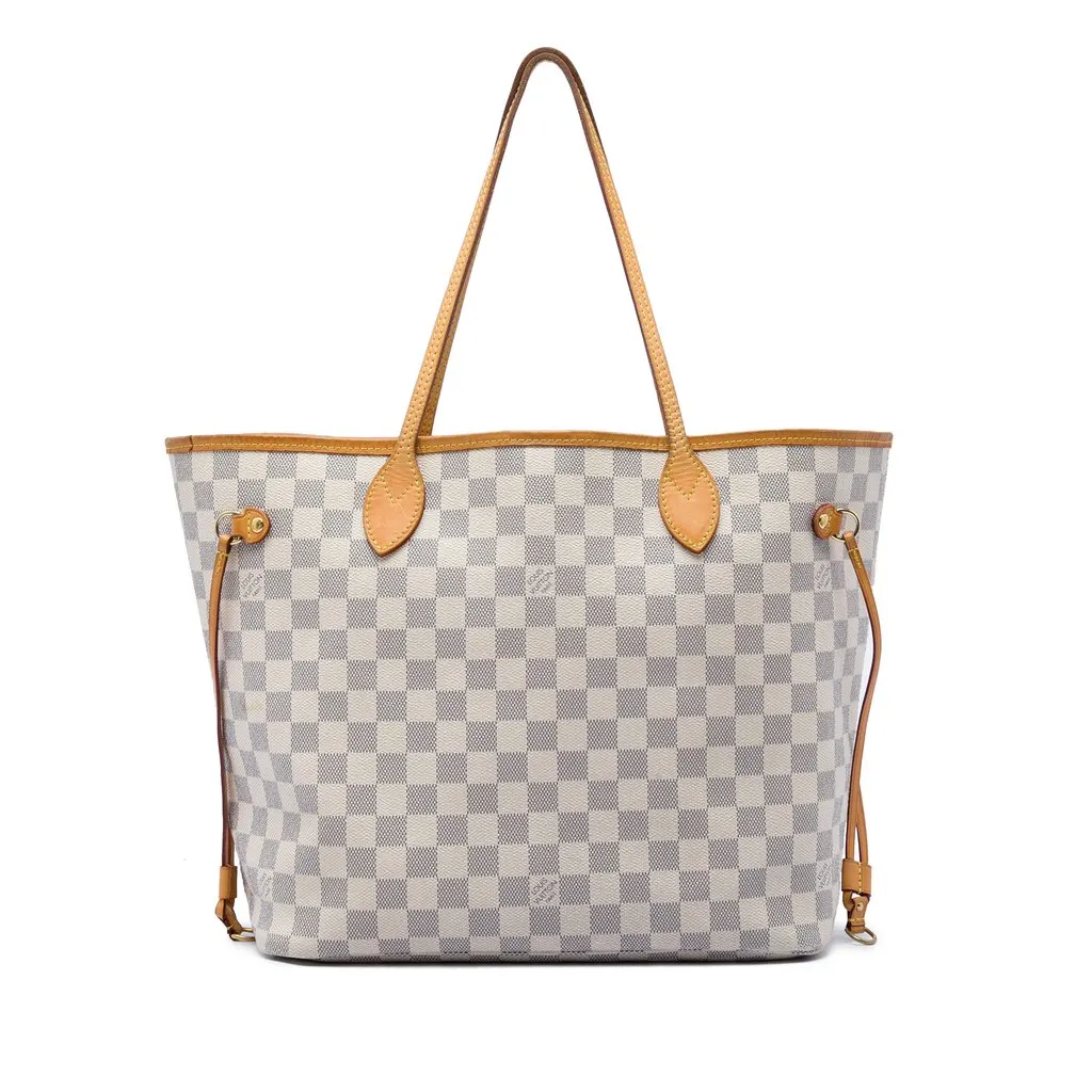 Louis Vuitton Damier Azur Neverfull MM White Canvas Very good - Front View