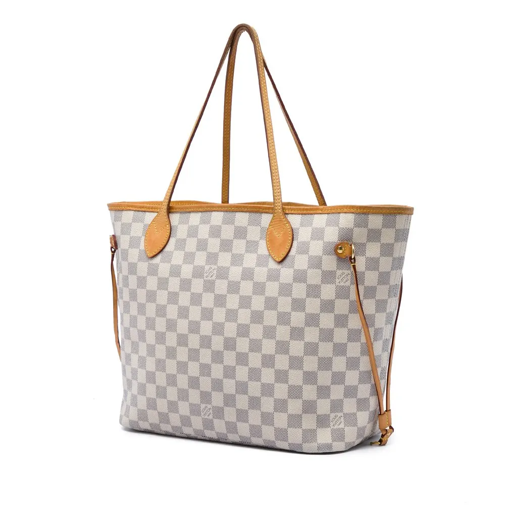 Louis Vuitton Damier Azur Neverfull MM White Canvas Very good - Back View