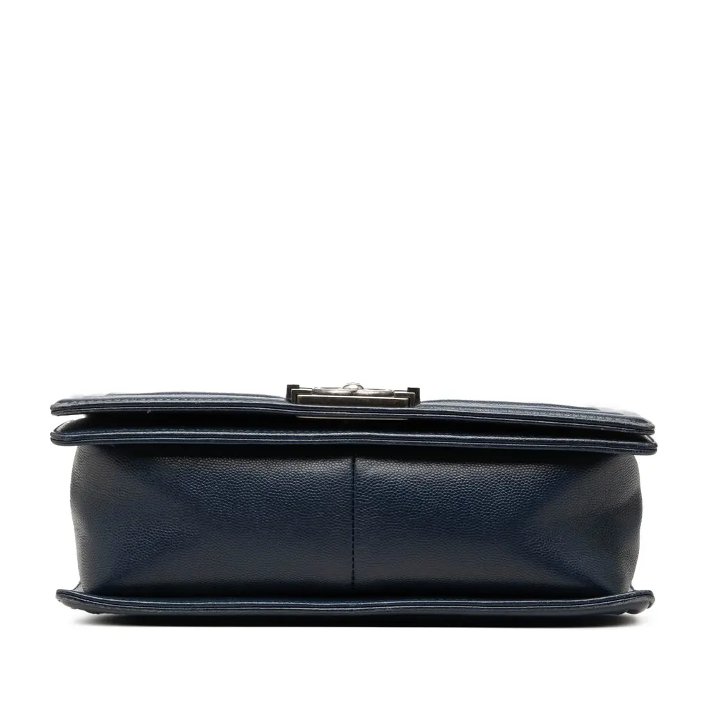 Chanel Old Medium Chevron Caviar Boy Flap Blue Leather Very good - Inside View