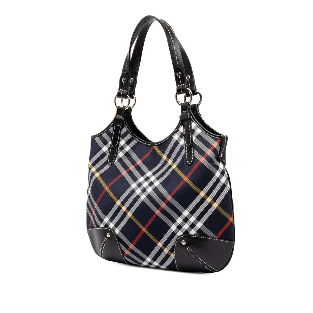 Burberry Supernova Check Nylon Hobo Blue Polyamide Very good - Back View