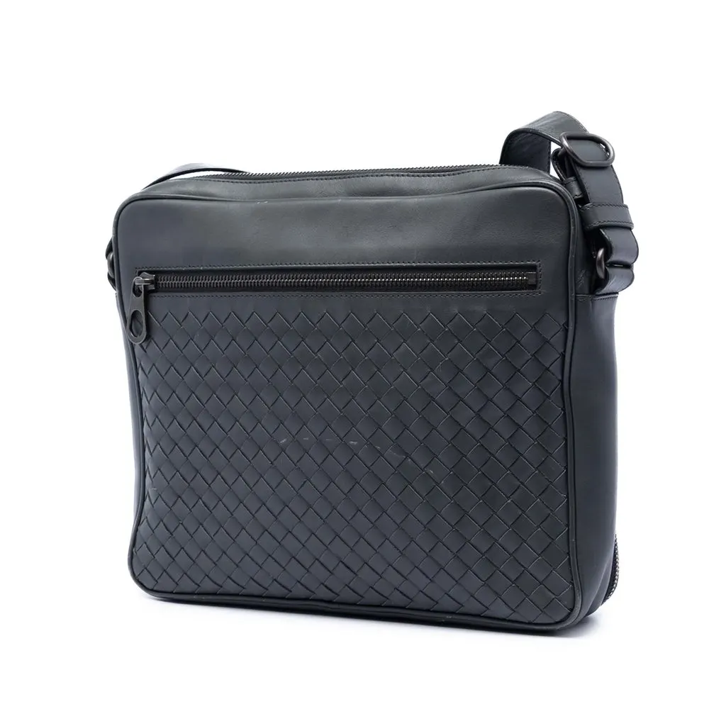 Bottega Veneta Nappa Intrecciato Messenger Bag Black Leather Very good - Back View