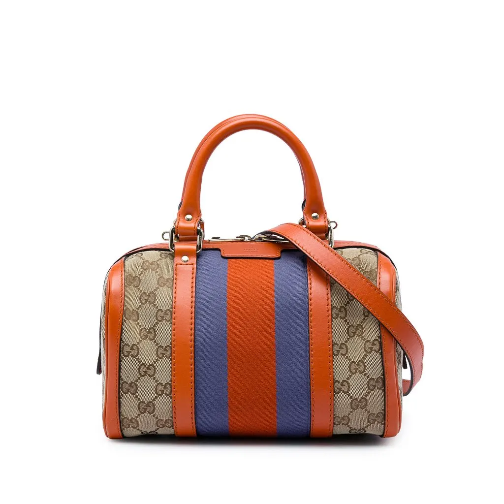 Gucci Small GG Canvas Web Joy Boston Bag Beige Very good - Front View