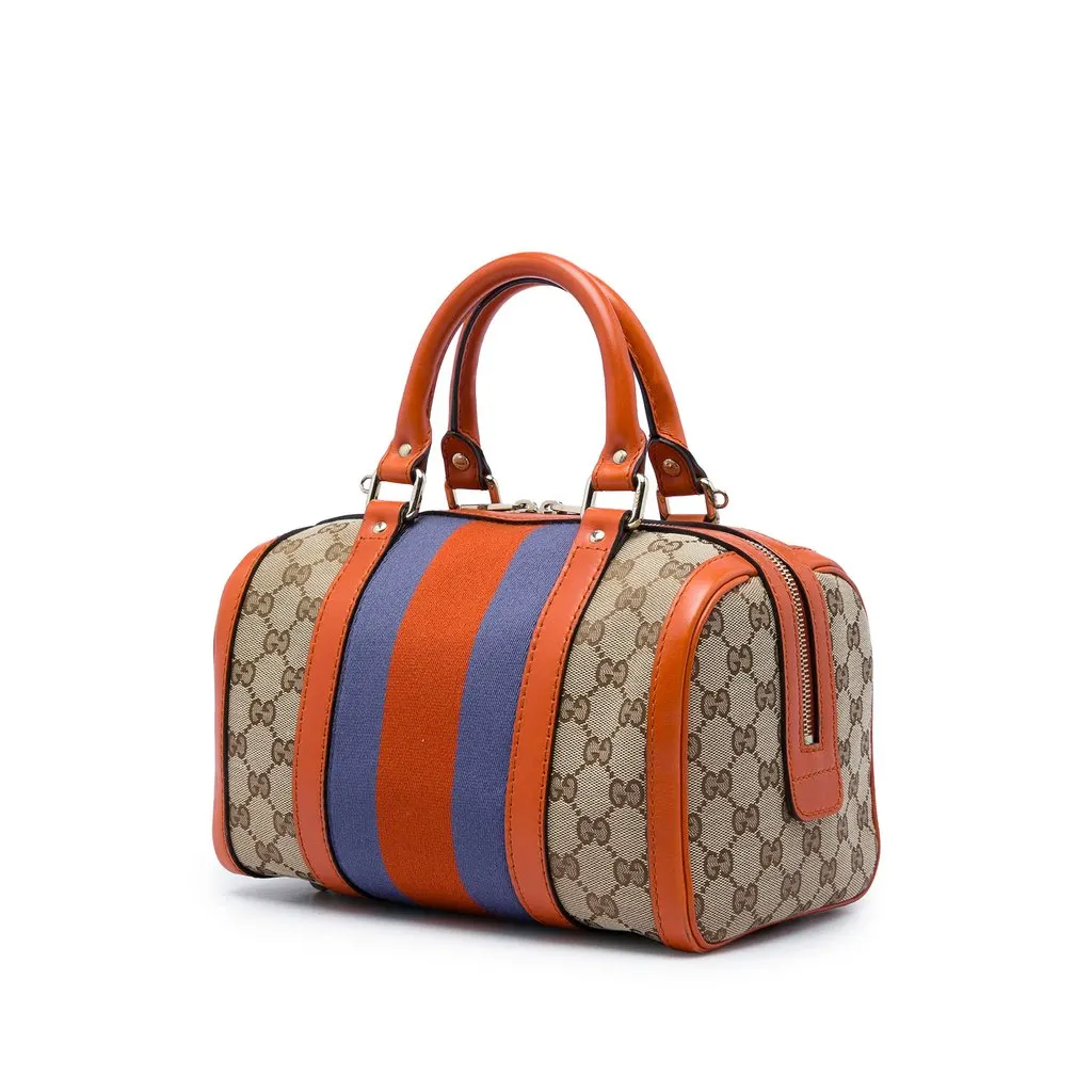 Gucci Small GG Canvas Web Joy Boston Bag Beige Very good - Back View