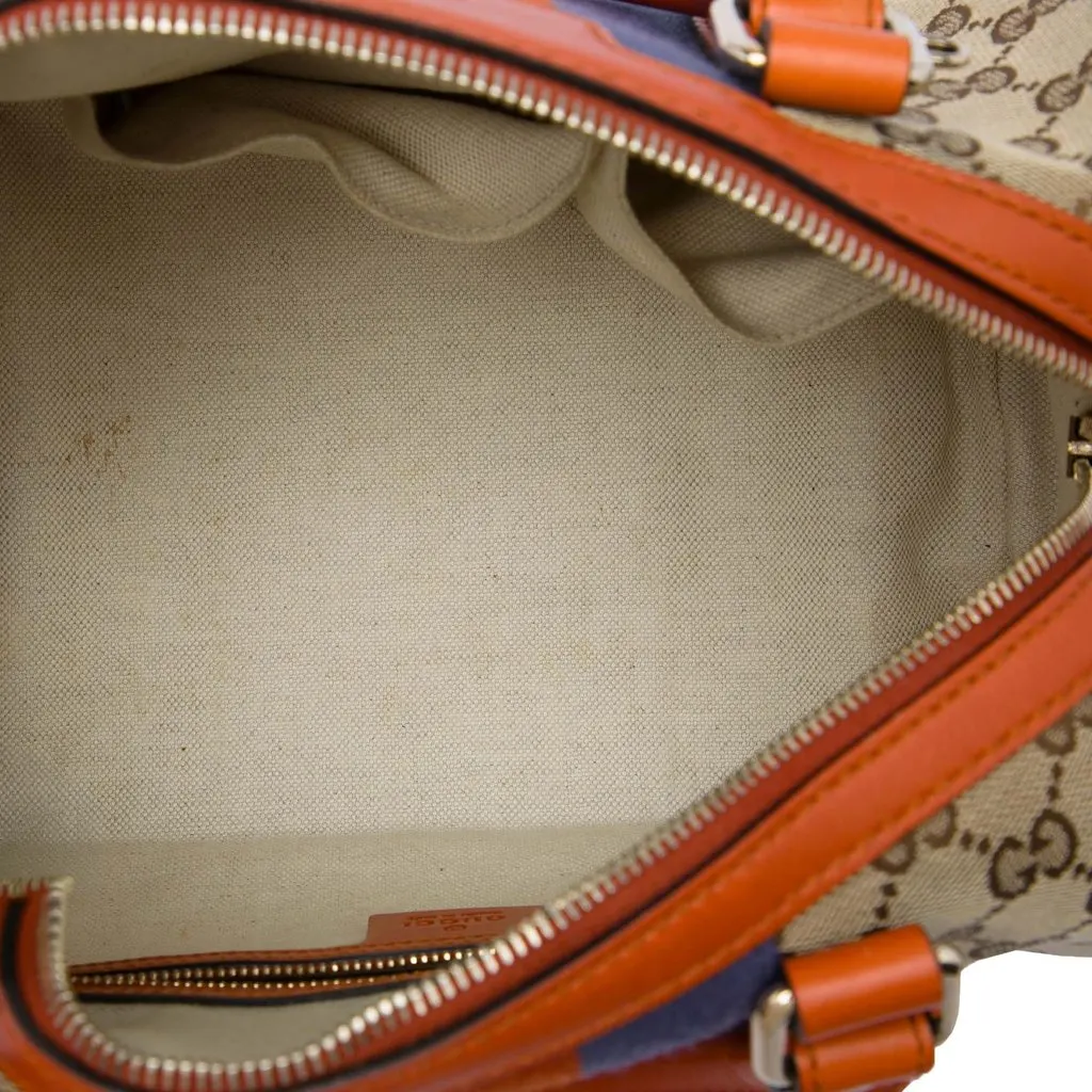 Gucci Small GG Canvas Web Joy Boston Bag Beige Very good - Model View
