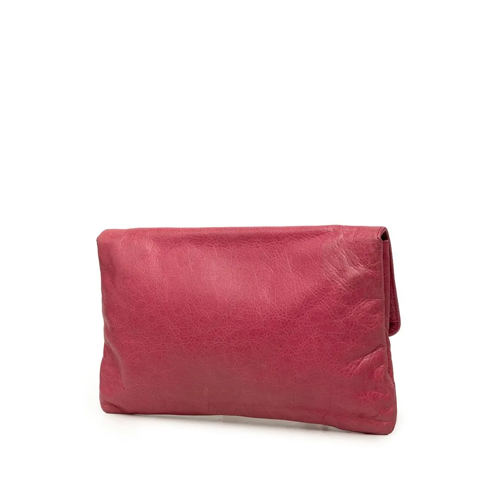 Balenciaga Lambskin Motocross Classic Envelope Clutch Pink Leather Very good - Back View