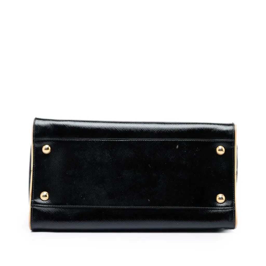 Prada Saffiano Vernice Open Pyramid Convertible Tote Black Leather Very good - Inside View