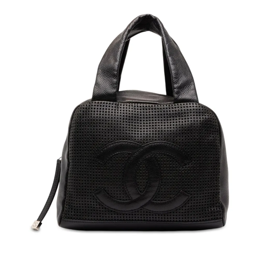 Chanel CC Perforated Caviar Bowler Bag