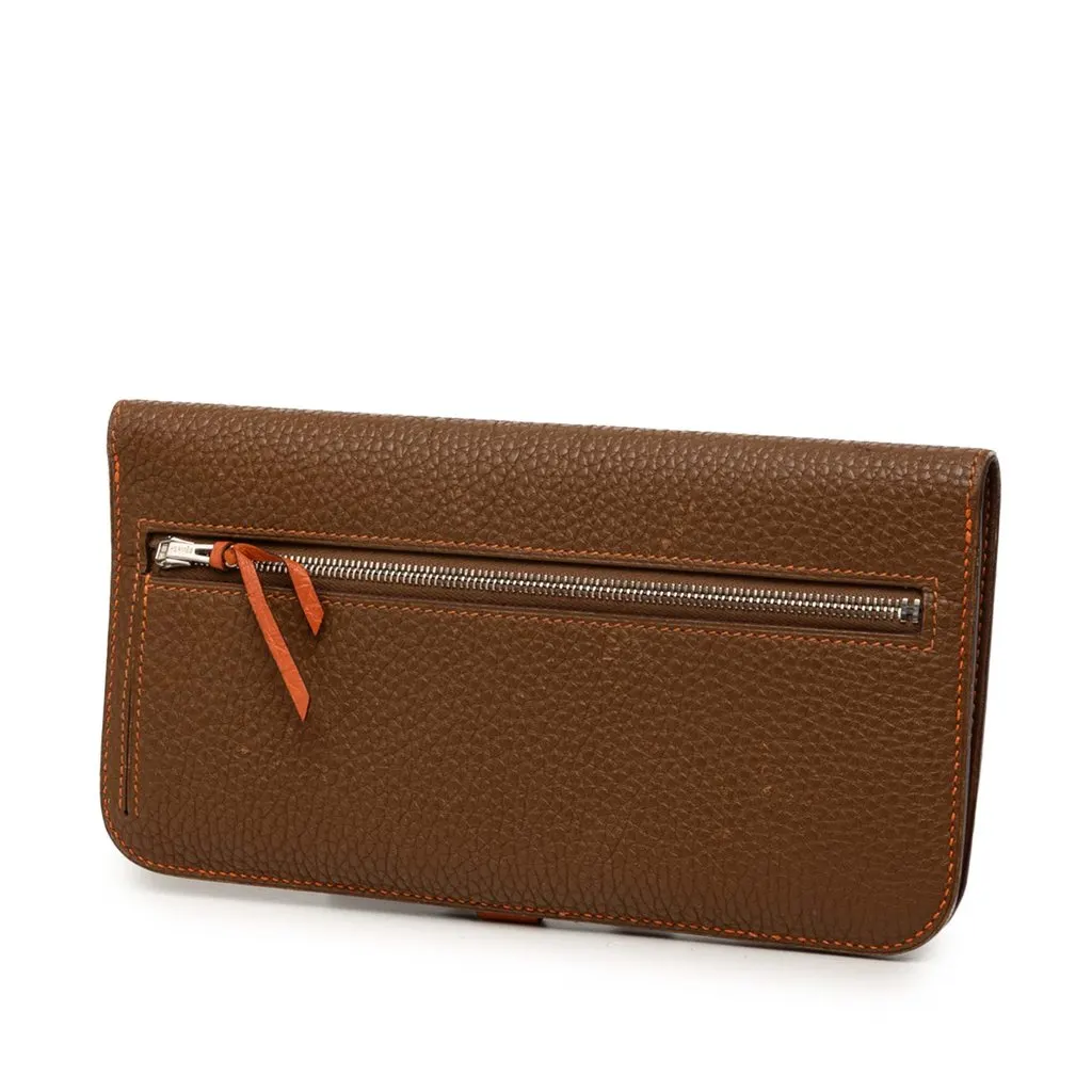 Hermès Togo Dogon Duo Wallet GM Brown Leather Very good - Back View