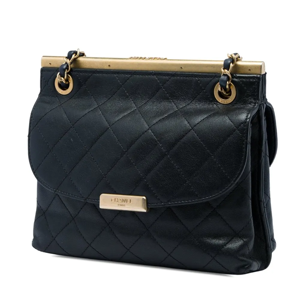 Chanel CC Bicolor Quilted Calfskin Double Sided Flap Blue Leather Very good - Back View