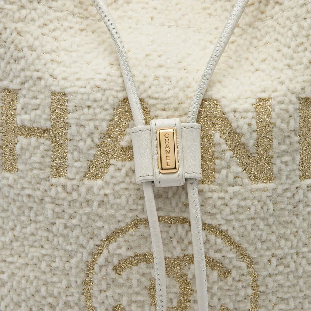 Chanel Small Tweed Deauville Drawstring Bucket Bag White Tweed Very good - Box View