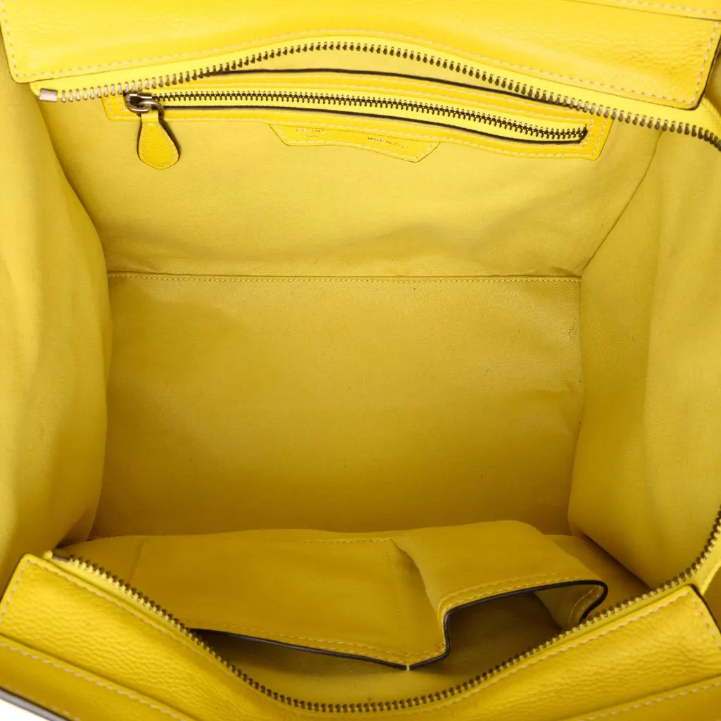 Celine Mini Drummed Calfskin Luggage Tote Yellow Leather Good - Model View
