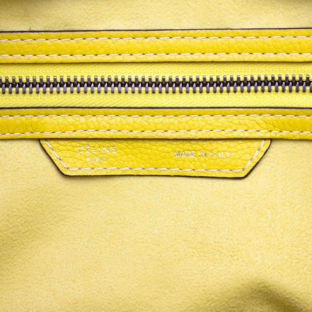 Celine Mini Drummed Calfskin Luggage Tote Yellow Leather Good - Box View