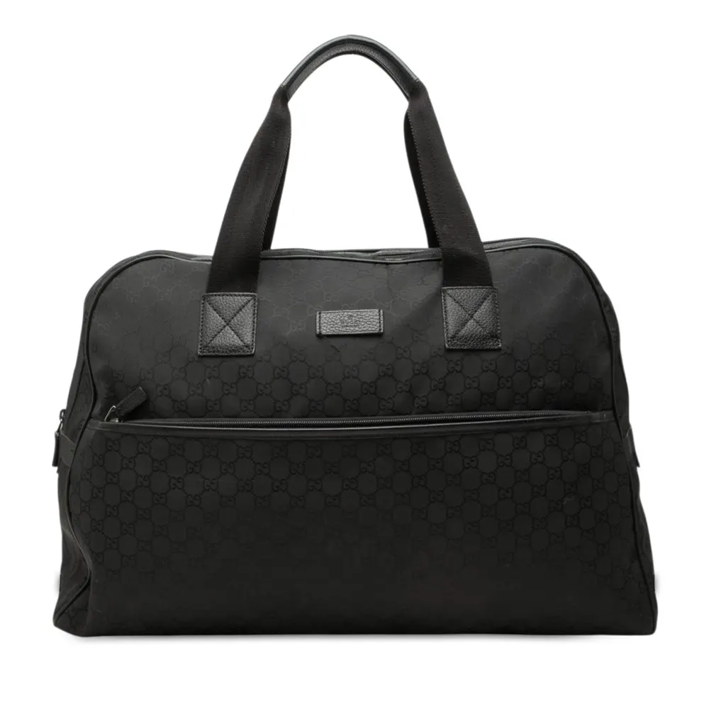Gucci GG Nylon Travel Bag Black Polyamide Good - Front View