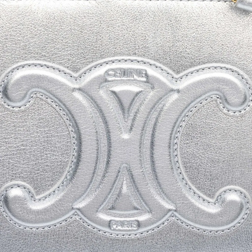 Celine Laminated Calfskin Cuir Triomphe Folded Cube Bag Silver Leather Very good - Box View