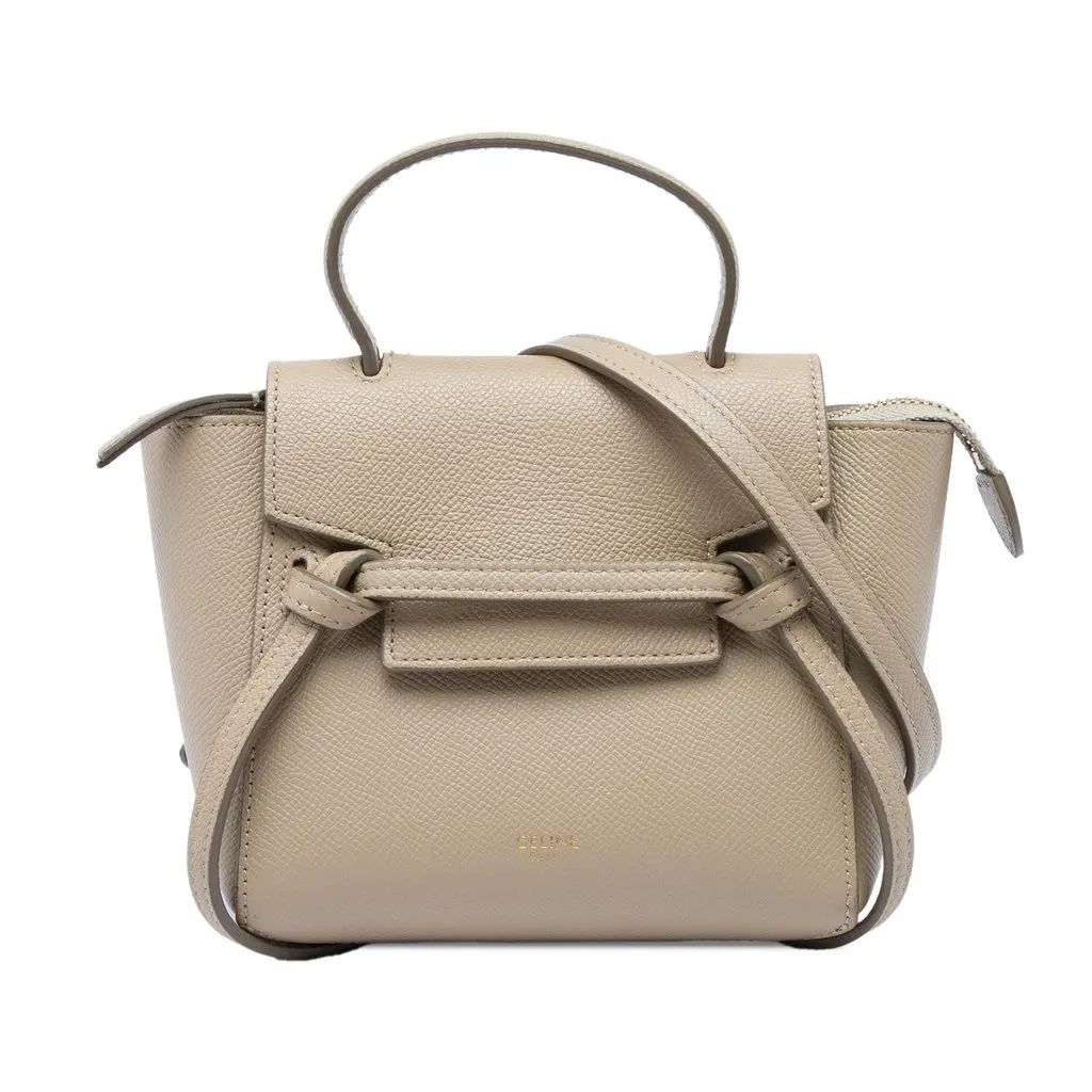 Celine Pico Grained Calfskin Belt Bag Beige Leather Very good - Front View