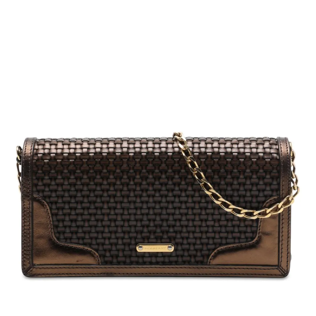 Burberry Metallic Woven Calfskin and Suede Flap