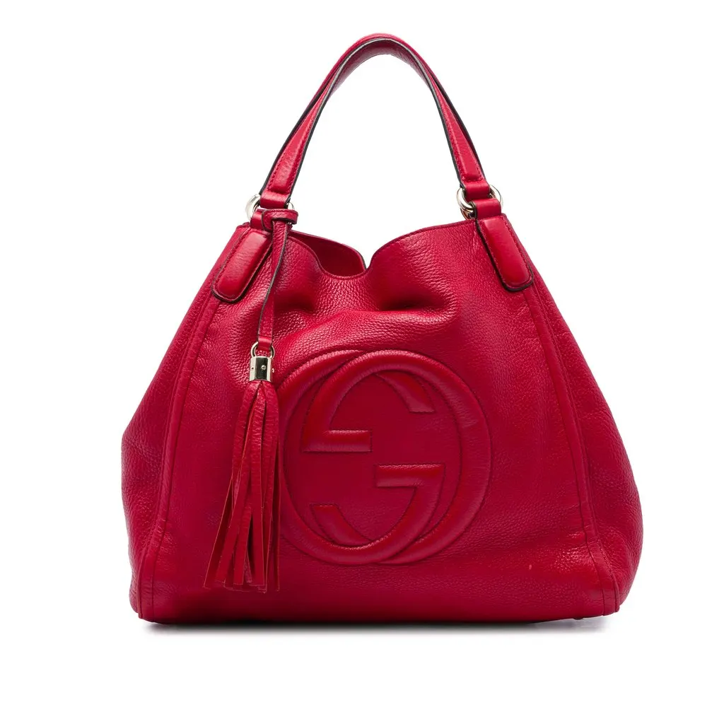 Gucci Medium Calfskin Soho Cellarius Tote Red Leather Very good - Front View
