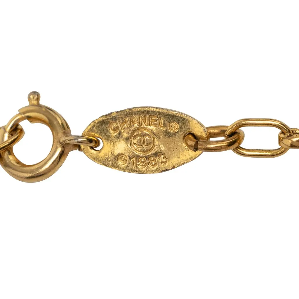 Chanel CC Gold Plated Lion Head Station Chain Long Necklace Gold Metal Very good - Inside View