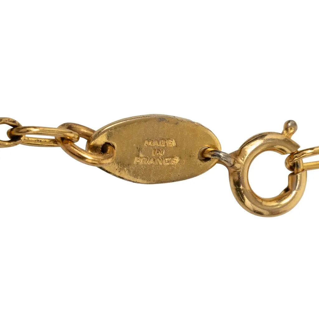 Chanel CC Gold Plated Lion Head Station Chain Long Necklace Gold Metal Very good - Model View