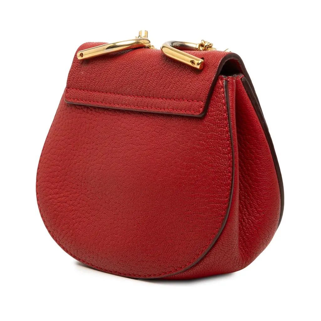 Chloé Nano Grained Lambskin Drew Crossbody Red Leather Very good - Back View