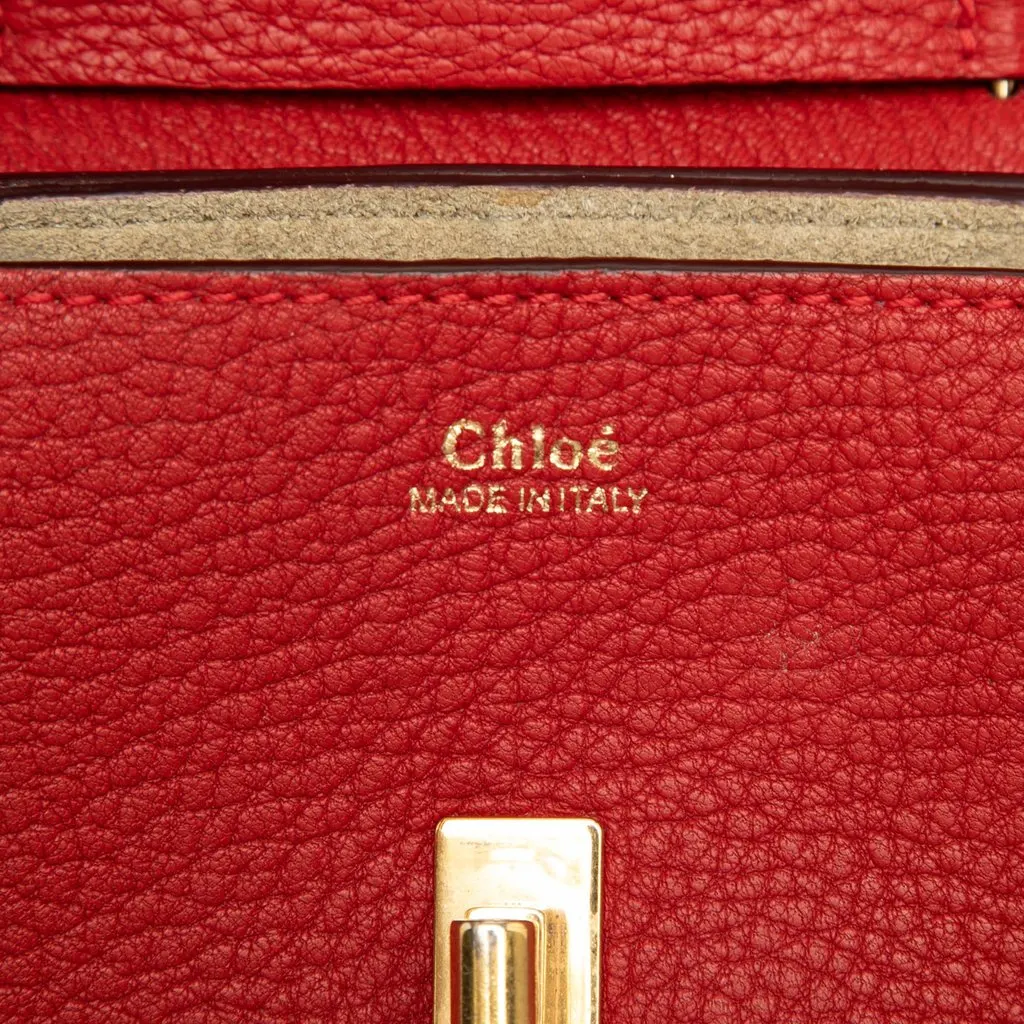 Chloé Nano Grained Lambskin Drew Crossbody Red Leather Very good - Box View