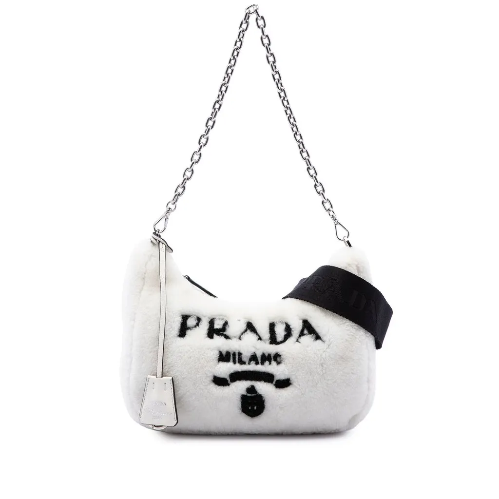 Prada Mini Terry Cloth Re Edition 2005 Satchel White Cotton Very good - Front View