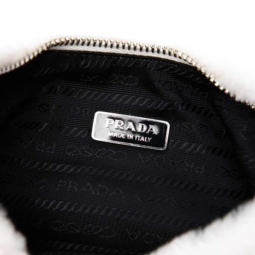 Prada Mini Terry Cloth Re Edition 2005 Satchel White Cotton Very good - Box View