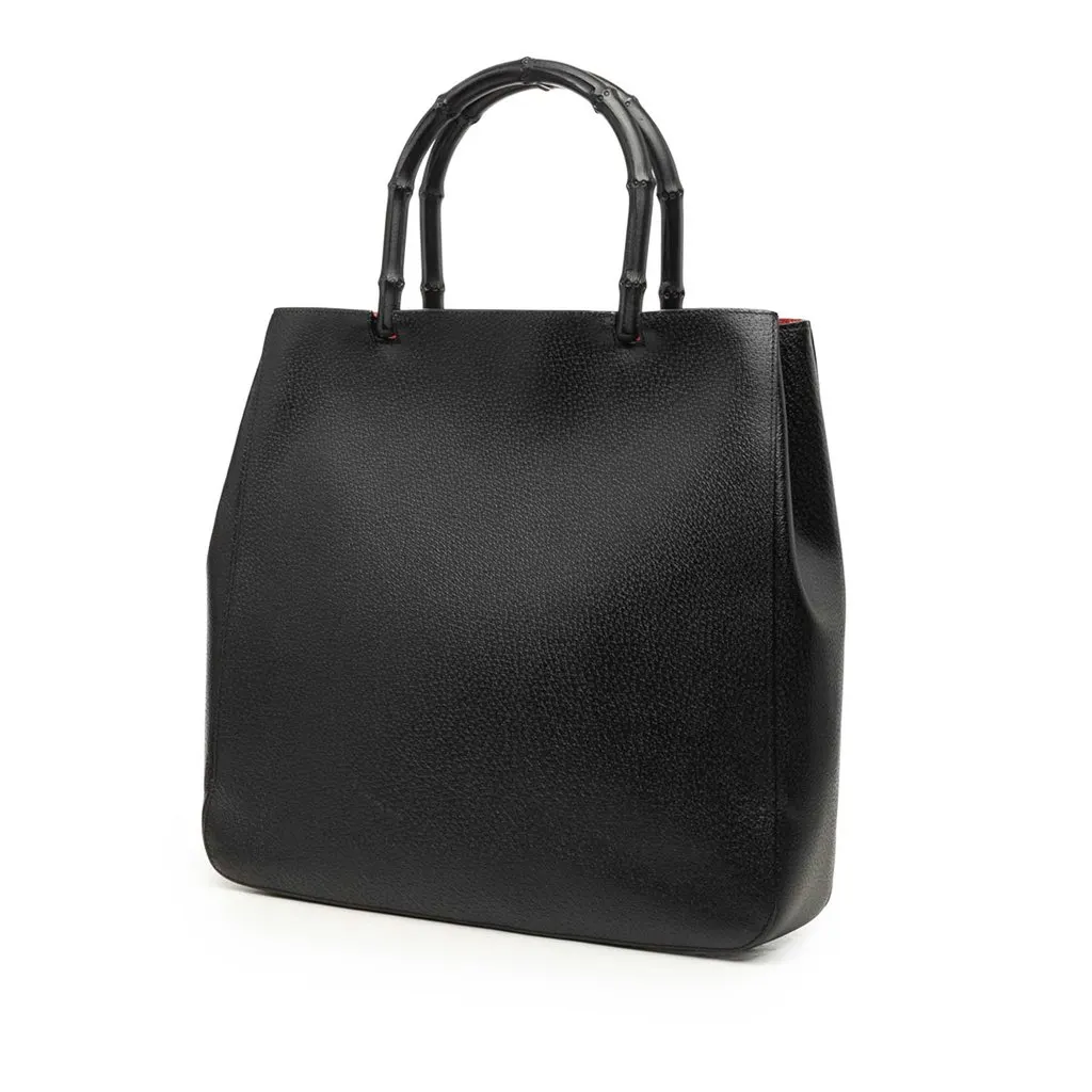 Gucci Pigskin Bamboo Tote Black Leather Very good - Back View