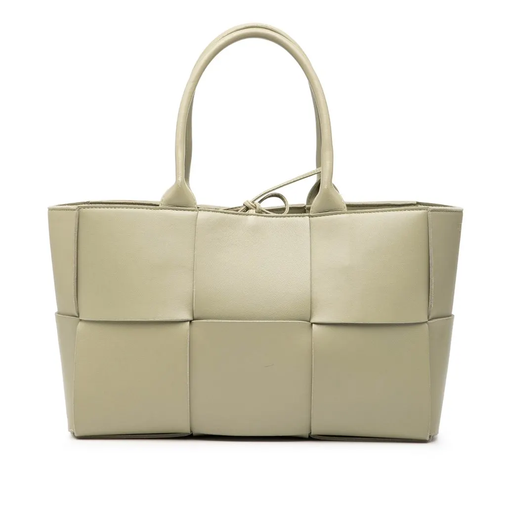 Bottega Veneta Small Nappa Maxi Intrecciato Arco Tote Green Leather Very good - Front View