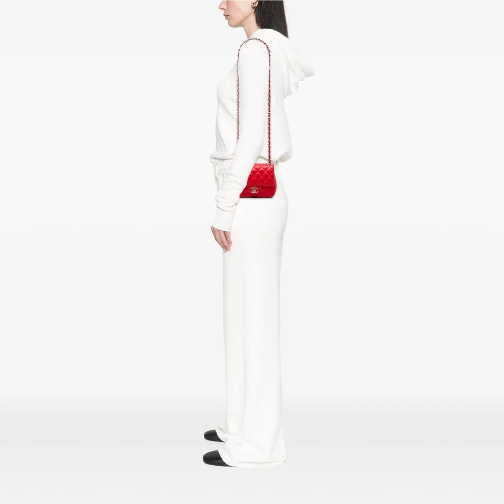 Chanel Mini Square Classic Lambskin Single Flap Red Leather Very good - Box View