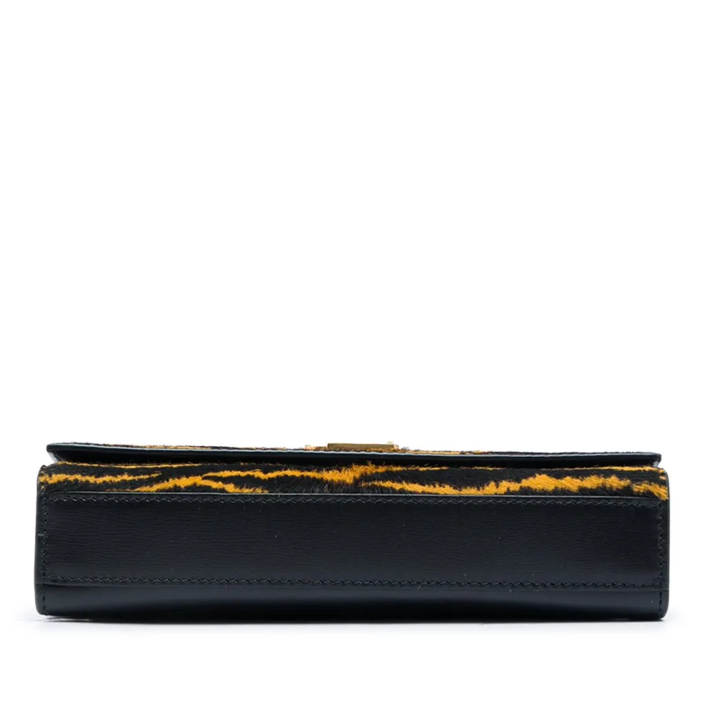 Saint Laurent Small Pony Hair Tiger Print Monogram Kate Crossbody Brown Very good - Inside View