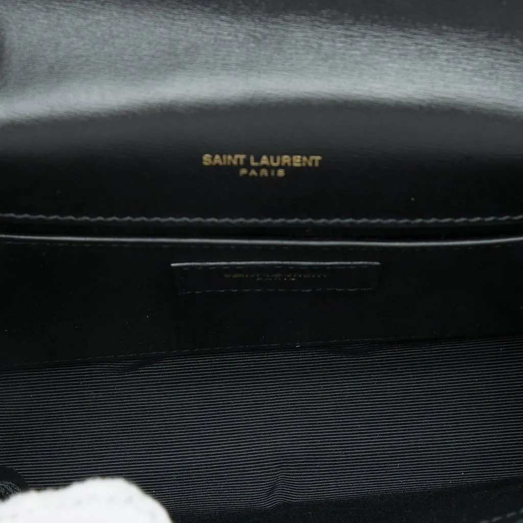 Saint Laurent Small Pony Hair Tiger Print Monogram Kate Crossbody Brown Very good - Model View