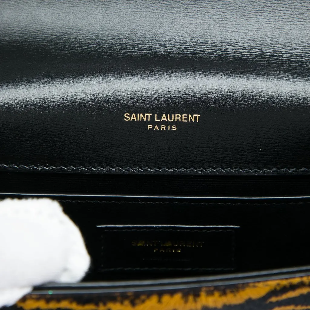 Saint Laurent Small Pony Hair Tiger Print Monogram Kate Crossbody Brown Very good - Box View