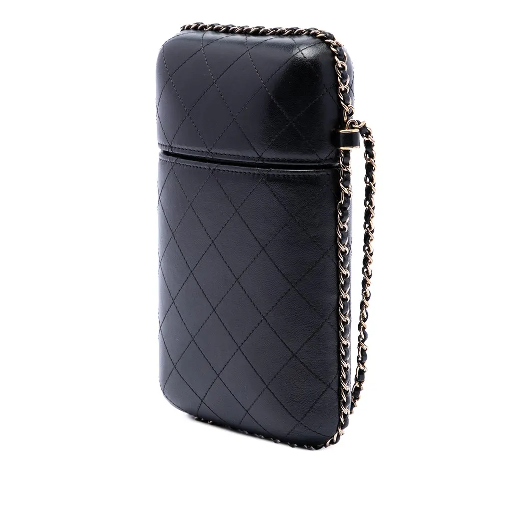 Chanel CC Quilted and Studded Lambskin Chain Around Phone Holder Black Leather Very good - Back View