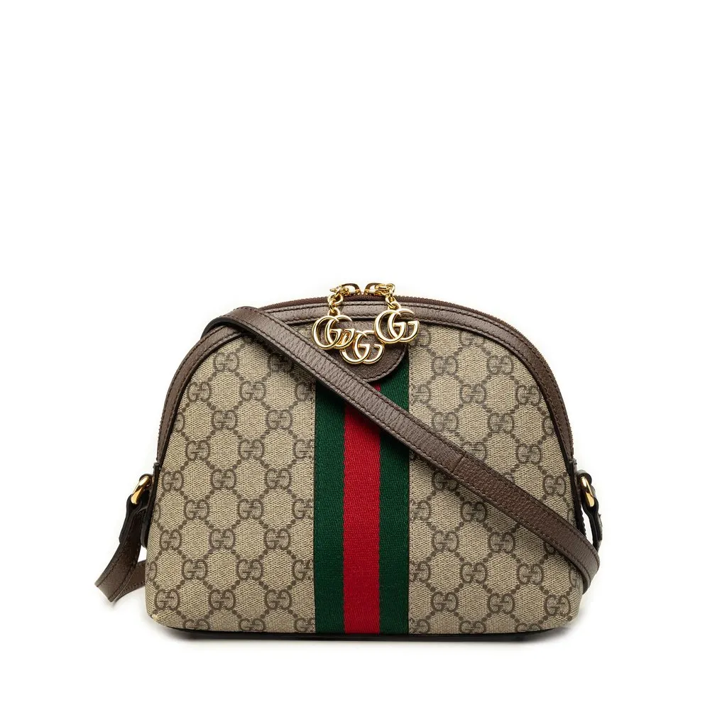Gucci Small GG Supreme Web Ophidia Dome Crossbody Beige Canvas Very good - Front View