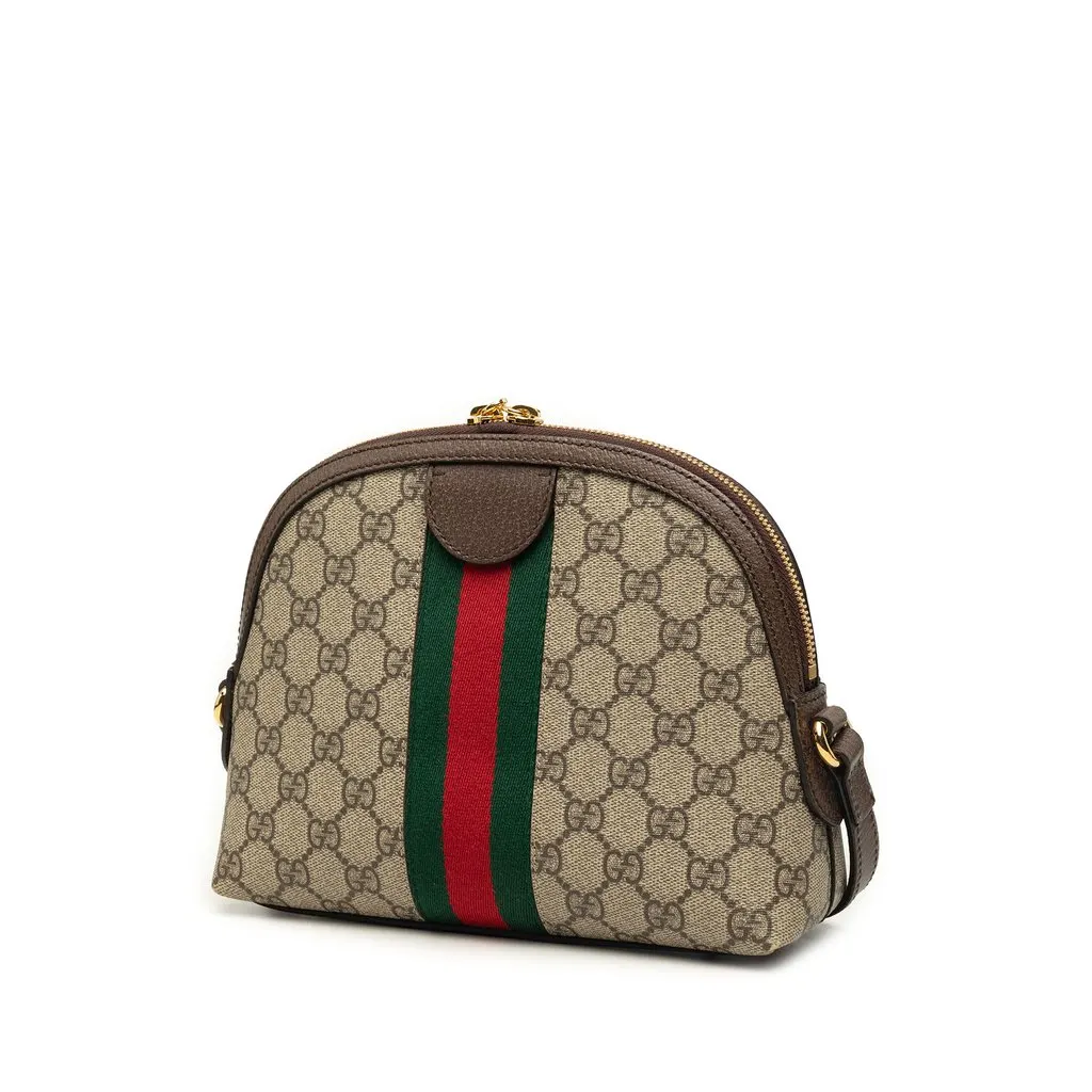 Gucci Small GG Supreme Web Ophidia Dome Crossbody Beige Canvas Very good - Back View