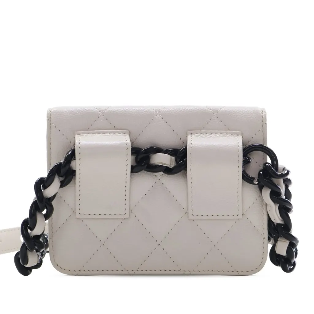 Chanel Quilted Caviar My Everything Belt Bag White Leather Very good - Back View