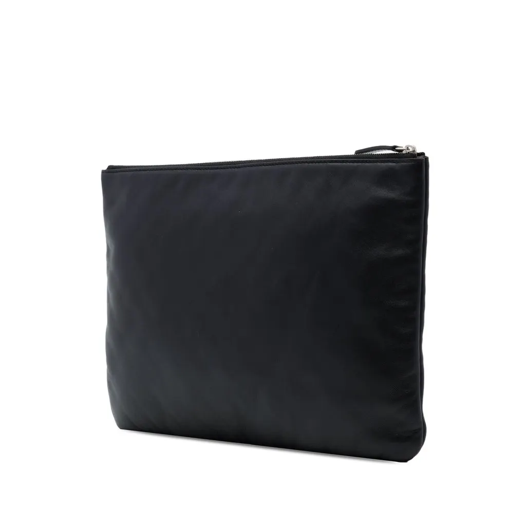 Chanel Large Printed Lambskin Cuba La Habana O Case Clutch Black Leather Very good - Back View