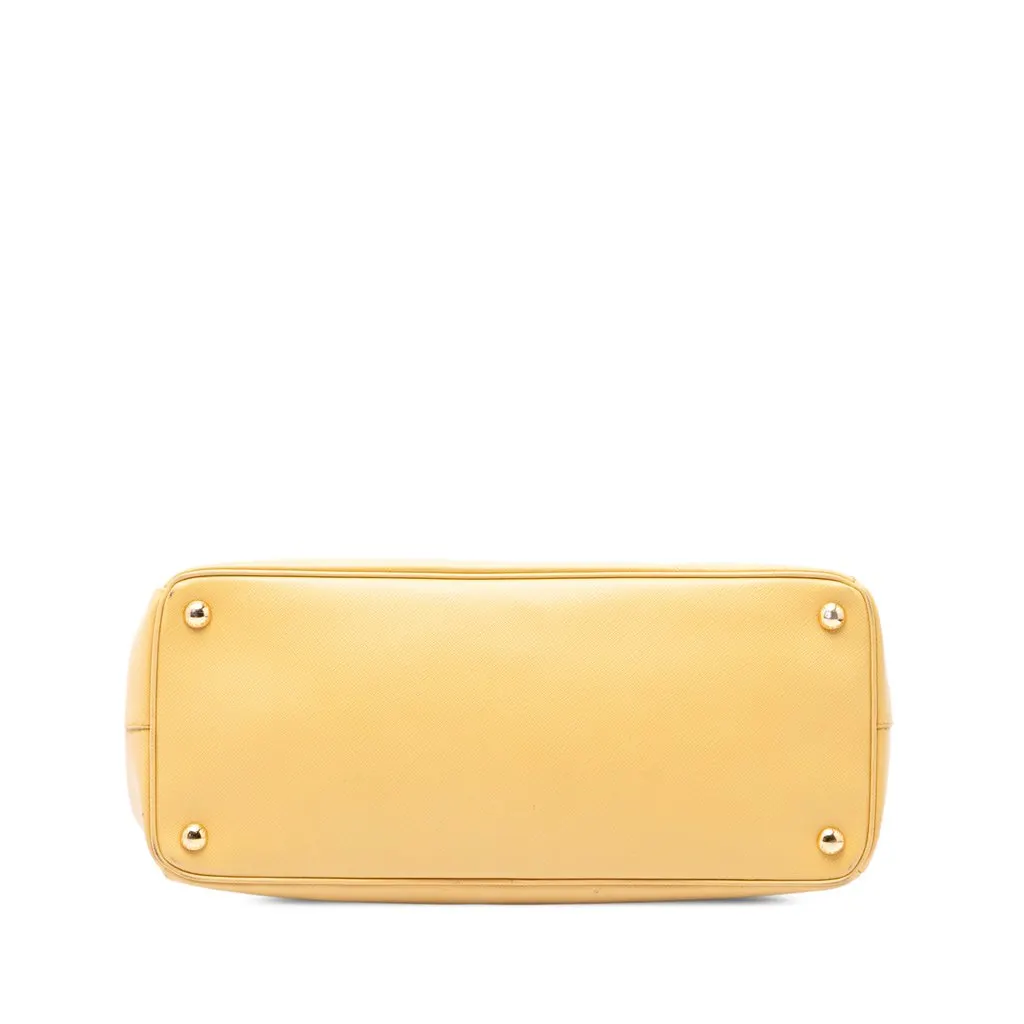 Prada Medium Saffiano Lux Galleria Double Zip Satchel Yellow Leather Very good - Inside View