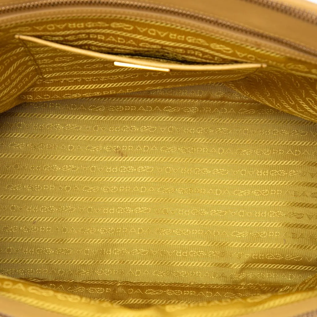 Prada Medium Saffiano Lux Galleria Double Zip Satchel Yellow Leather Very good - Model View