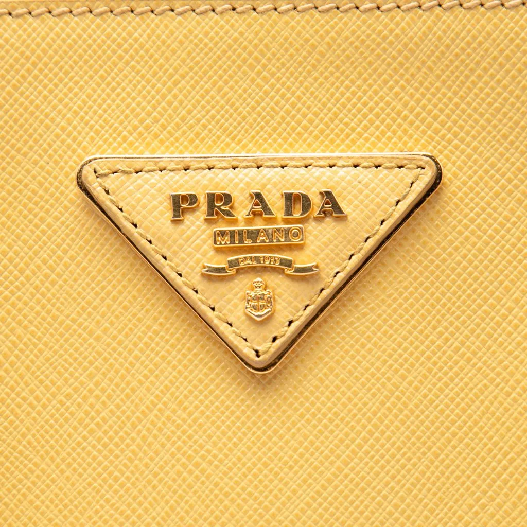 Prada Medium Saffiano Lux Galleria Double Zip Satchel Yellow Leather Very good - Box View