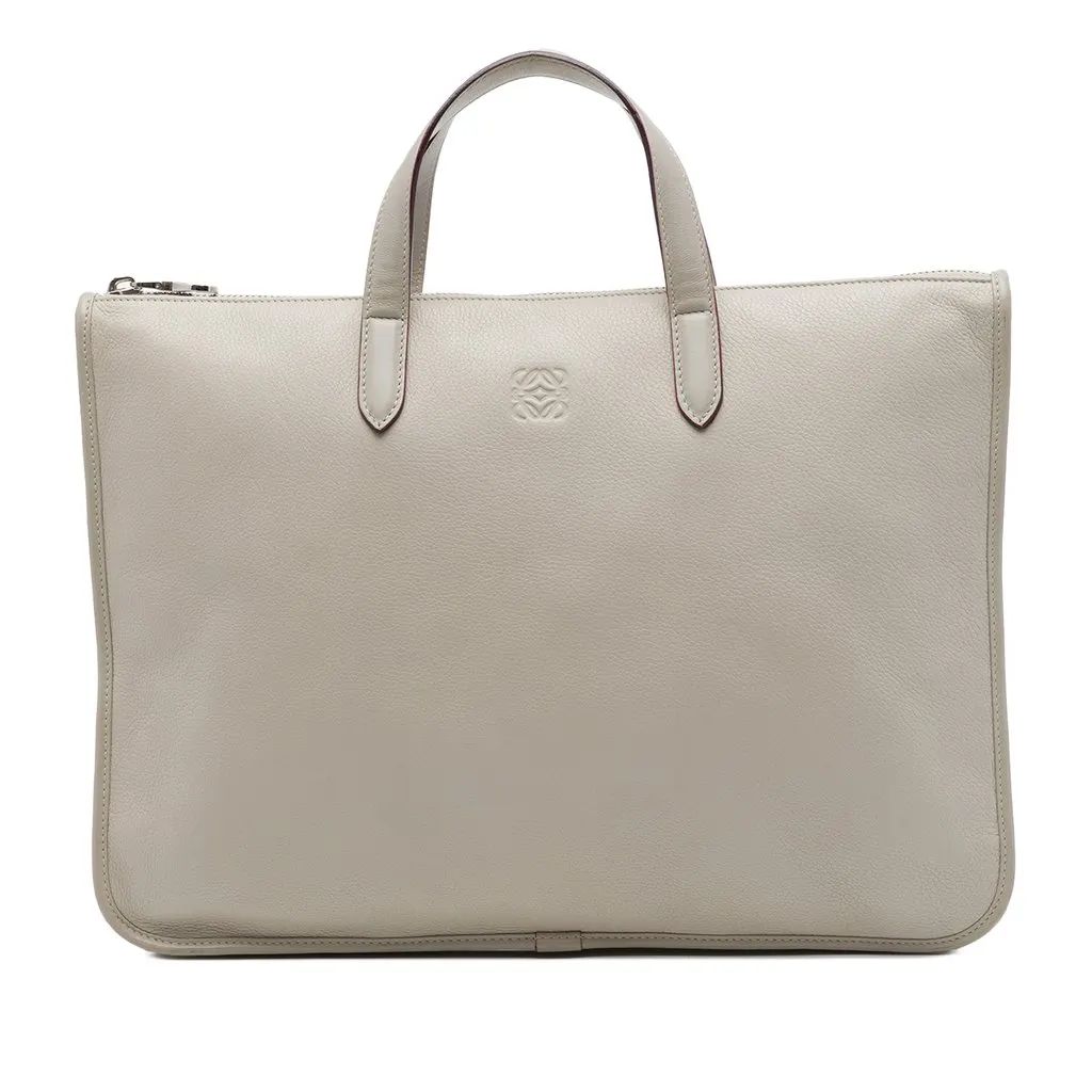 Loewe Leather Anagram Toledo Briefcase Grey Leather Very good - Front View