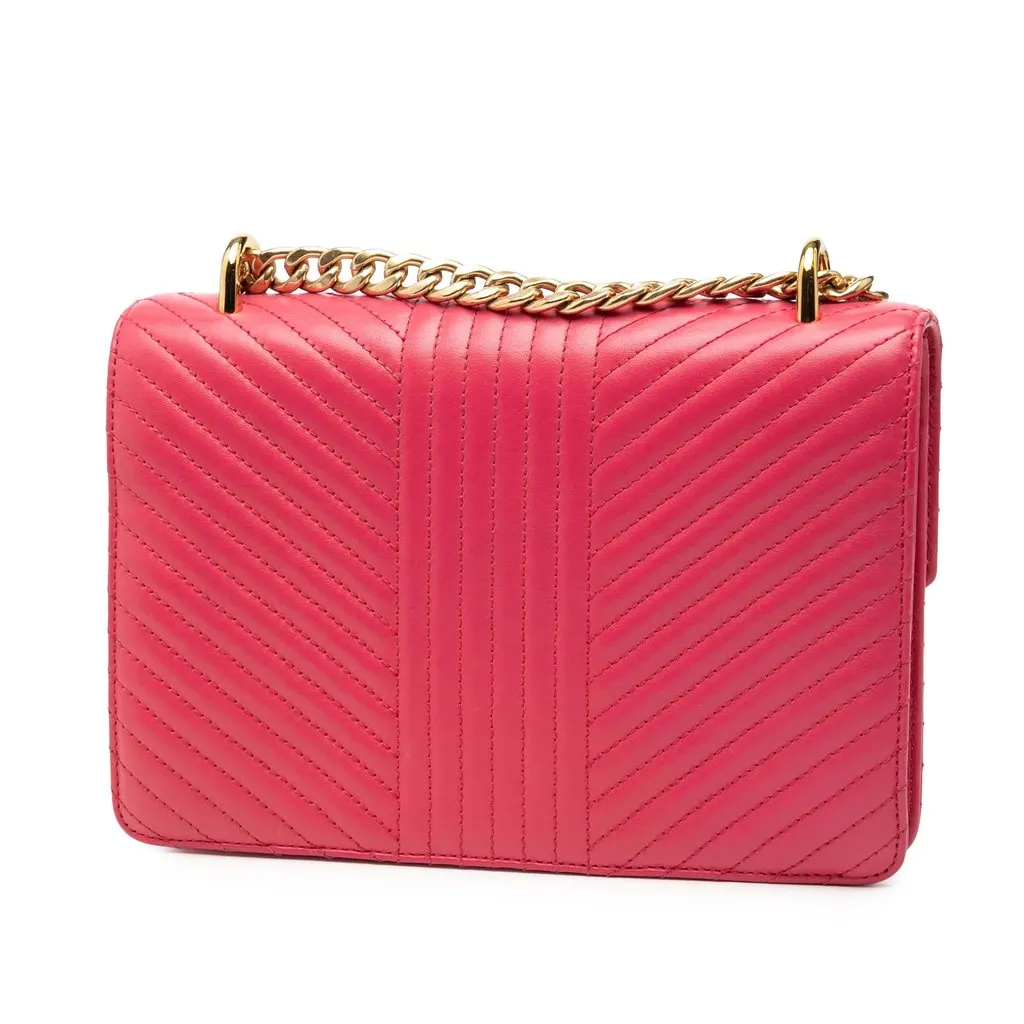 Prada Soft Calf Chevron Impunture Turn Lock Chain Crossbody Pink Leather Very good - Back View