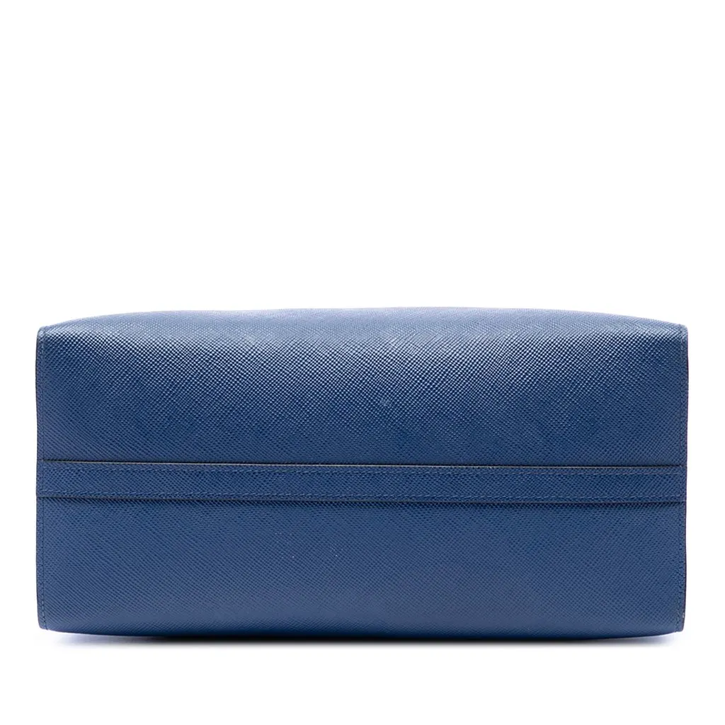 Prada Medium Saffiano Cuir Monochrome Top Handle Tote Blue Leather Very good - Inside View